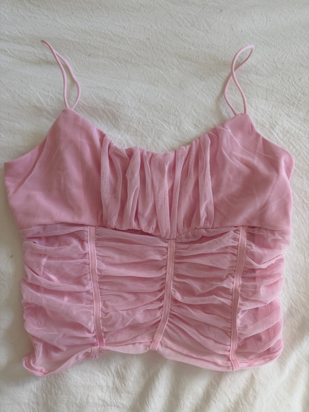 Streetwear Society Pink Ruched Sheer Cami Top